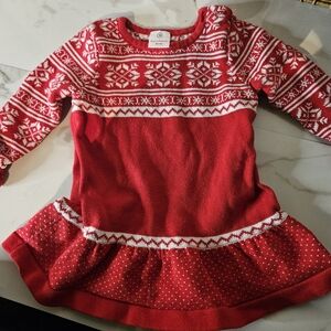 Hannah Andersson 6-12 month Baby Christmas Dress Red Snowflakes Cotton